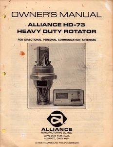 Original Alliance HD-73 Heavy Duty Rotator Owner's Manual - Picture 1 of 1