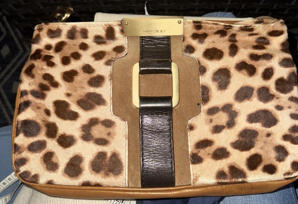 Bolso sin asas Jimmy Choo auténtico pelo de pony piel de becerro grande llamativo con certificado de autenticidad Foto 1 de 1