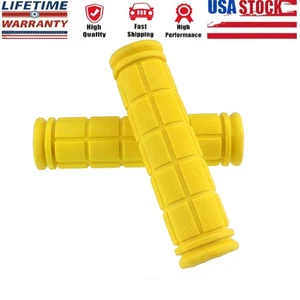 1 Pair Yellow Rubber Handlebar End Grips For Bicycle MTB BMX Road Mountain Bike - Picture 1 of 12