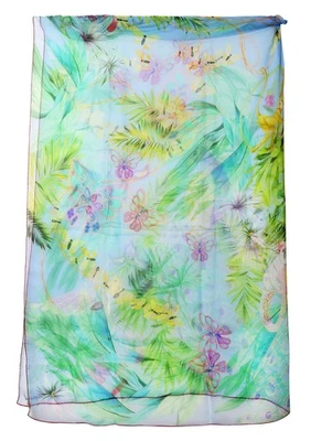 Chopard Animal Mundo Azul/Verde Orgánico Gasa de Seda Mujer Chal 95005-0472 - Imagen 1 de 2