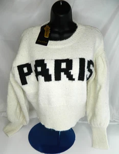 Ciao Milano Paris Spellout White Sweater Designed in Paris Size Large NWT Long - Picture 1 of 10