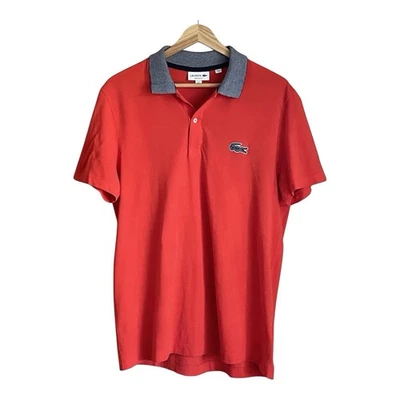 Lacoste Orange/Coral Short Sleeve Polo Shirt , Grey Gator and Collar  Size 6 XL - Image 1 of 4