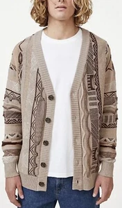 Cotton On Mens Vintage 90's Coogi Style 3D Cardigan Knit Textured Sweater Sz XS - Picture 1 of 7