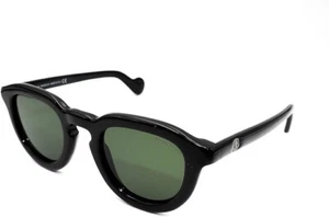 Authentic MONCLER ML0079-F 01N Shiny Black Green Lens Sunglasses 50 mm - Picture 1 of 8