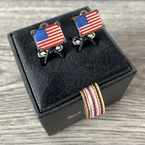 PAUL SMITH MOTHER OF PEARL AMERICAN FLAG SUITCASE BRIEFCASE CUFFLINKS BNIB - Picture 1 of 6