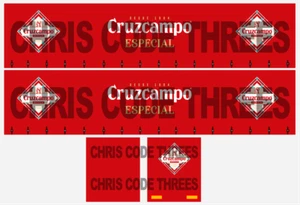 Code 3 selbstklebendes Vinyl Anhänger Aufkleber - Cruzcampo - 1/50 1/64 1/76 1/148 1/87 - Bild 1 von 1
