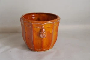 Blumentopf klein Blumen Übertopf orange Keramik getöpfert Blumenübertopf Töpferi - Bild 1 von 5