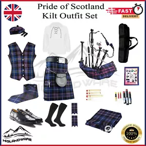 Highland Scottish Traditional Pride Of Scotland Tartan Kilt Set Dudelsackkleid - Bild 1 von 8
