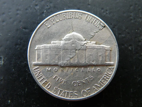 1961 P Jefferson Nickel 5c Defective Planchet Error Coin Laminated FREE SHIP Cover
