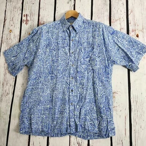 Johari West SS Hemd Herren blau Hawaii geometrisches Muster 100% Baumwolle - XL - Bild 1 von 3