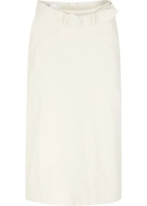 Midi-Rock aus Cord mit runder Gürtelschnalle Gr.52 Cremeweiss Damen Cordrock Neu - Bild 1 von 4