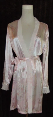 Apt. 9 Intimate Women's Pink Floral Silky Robe & Babydoll  Lace sleeve belt~S - Image 1 of 4