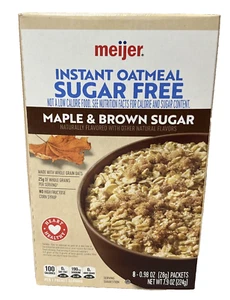 Meijer Zuckerfreier Ahornbrauner Zucker Instant Haferflocken 7,9 Oz. Heißes Müsli - Bild 1 von 1