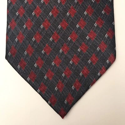 CLERICCI Men's Tie Grey Red Diamond Geometric 60L 3.75W MINT EUC Retail - $79 - Image 1 of 4