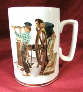 Norman Rockwell Becher Tasse River Pilot 1985 Goldrand - Bild 1 von 12