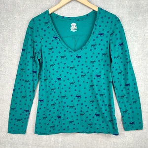 Route 66 Top Women Medium Green Cotton Long Sleeve Elk Snowflake Scoop Tee - Picture 1 of 22