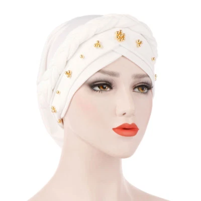 Women Ladies Slouchy Baggy Hats Beaded Turban Hat Stretchy Hair Head Wrap Cap - Image 1 of 4