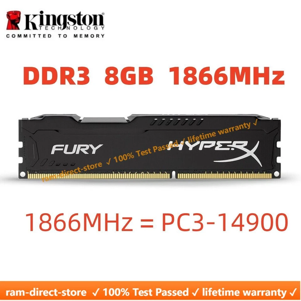 FURY DDR3 8GB 16GB 32GB 1866 MHz PC3-14900 Desktop RAM Memory DIMM 240pin - Image 1 of 4