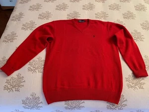 Maglia in 100% lana della Ralph Lauren con scollo a V colore rosso. - Foto 1 di 5