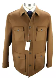 Canali Double Wool Jacket Coat 46 R (56 EU) Men's Dark Beige Cashmere NWT $2925 - Picture 1 of 12