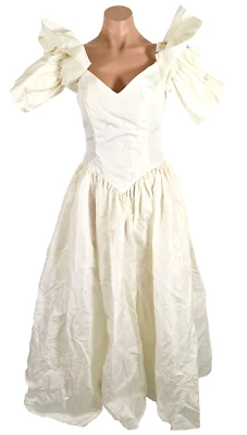 Vtg 80s Evening Wedding Ball GOWN VICTOR COSTA Crisp TAFFETA Puff maxi Dress 6 - Image 1 of 4