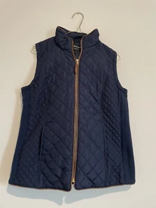 Jason Maxwell Navy & Tan Quilted Full Zip Puffer Vest EUC Size S Outerwear - Picture 1 of 5