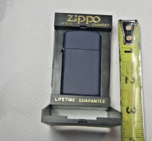 NEW never used Slim Zippo Lighter BLUE MATTE 1626 (G - X111) - Picture 1 of 10