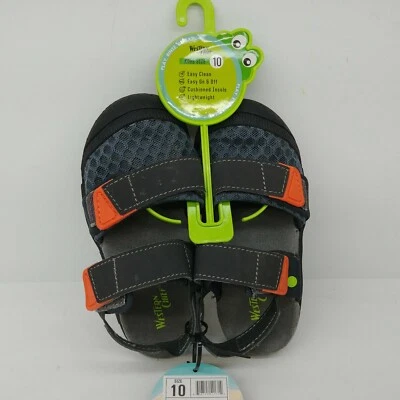 Sandalia Western Chief para niños pequeños talla 10 puntera con correa de tobillo de carbón Foto 1 de 4