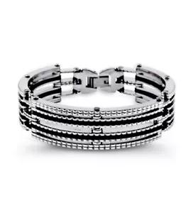 Pulsera de enlace resistente de acero inoxidable de caucho moderno para hombres-ssb52 - Imagen 1 de 2