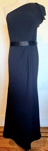 Vera Wang White Black Off The Shoulder Gown With Front Side Split & Belt Size 6 - Picture 1 of 6
