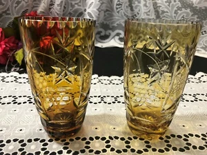 2er Set Bernstein "Cut to Clear" Traube und Stern geschnitten Becher 6" - Bild 1 von 8