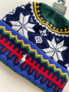 Ralph Lauren Mens Jacquard Wool Beanie Hat Bnwt - Picture 1 of 14