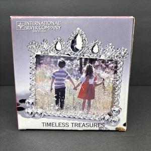 Picture Frame INTERNATIONAL SILVER COMPANY 3.5” X 5” Silver Plate Rhinestone - Picture 1 of 7