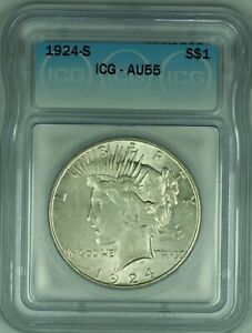 1924-S Peace Silver Dollar $1 Coin ICG AU 55 (16)