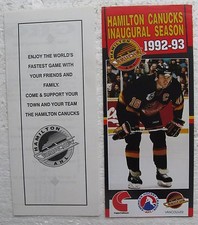 1992-93 Hamilton Canucks AHL Inaugural Season Brochure