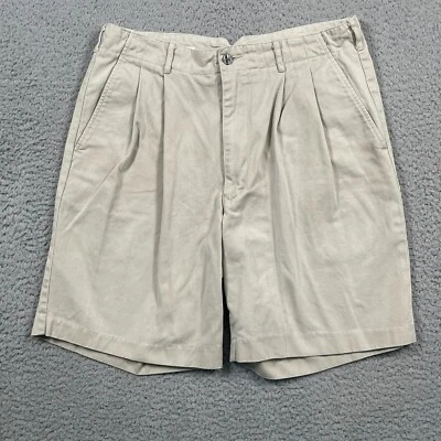 Pantalones Cortos Perry Ellis Para Hombre 32 Beige Plisado Bolsillos Frontales Algodón Chino Foto 1 de 4