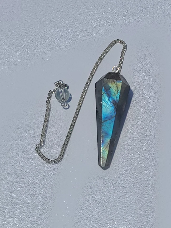 Labradorite Faceted Cone Crystal Dowsing Pendulum Divination Tool
