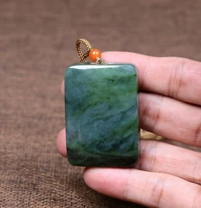 Certified 100% Natural Hetian  Jade Pendants~Amuletet 和田碧玉,,平安无事八方来财玉佩，实物非常漂亮 - Picture 1 of 12