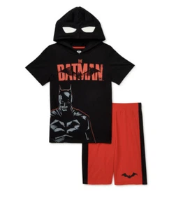 Glow In Dark Boy Batman Hooded T-shirt & Shorts Set 2 Piece Outfit Set Sz 7 NEW - Picture 1 of 5