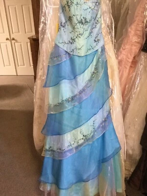 P.ARTY TIME Baile de graduación Concurso Quinceañera Volantes Bordado Cuentas Organza Vestido 2 Foto 1 de 4