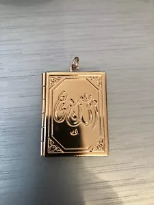 large light rose  plated ISLAMIC ALLAH god book photo locket necklace fob chain - Picture 1 of 5