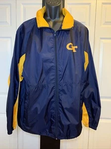 Vintage Y2K Genuine Stuff Georgia Tech Yellow JacketS Full Zip HoodedWindbreaker - Picture 1 of 9
