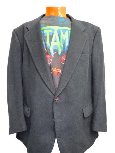 Blazer cappotto sportivo vintage Burberry uomo nero 2 Btn 100% cashmere 50R LEGGI