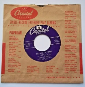 DEAN MARTIN With Orchestra CHANGE OF HEART / MEMORIES MADE OF THIS 45 RPM Record - Picture 1 of 4