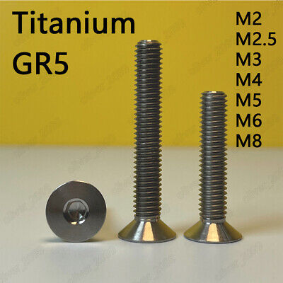Titanium GR5 Hex Socket Bolts Countersunk Head Screws M2 M2.5 M3 M4 M5 M6 M8 • 14.39€