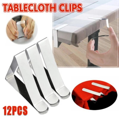 12PCS Stainless Steel Tablecloth Clips Desk Table Cloth Cover Clamp Holder Party - image 1 of 4
