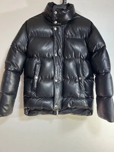 DSQUARED2 Leather Down Jacket Mens Size 42 Black Puffer Stylish Outerwear Authen - Picture 1 of 10