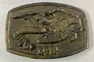 Fibbia per cintura 3" vintage 1985 Park City ricordata in ottone massiccio - Foto 1 di 2