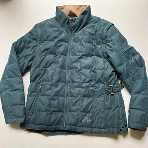 Horseware Ireland Down Jacket Coat Converts Vest Womens XL Green Quilted Lined - Picture 1 of 13