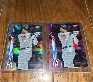 Lotto 2 rifrattori Topps Chrome Aaron Judge 2020 #50 New York Yankees vero/rosa - Foto 1 di 5